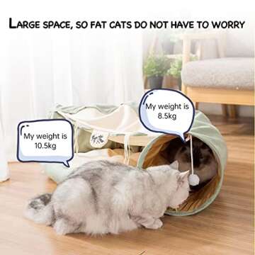 LEFTSTARER 2-in-1 Collapsible Cat Tunnel for Indoor Cat Bed and Hideout for Pet Dog Rabbit Bunny Fer...