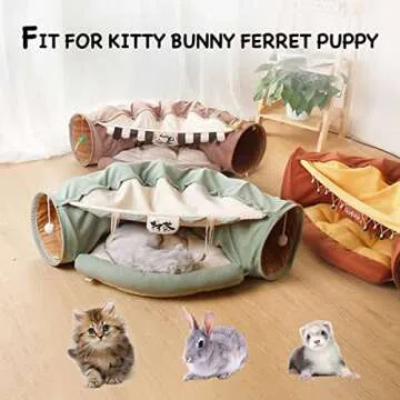 LEFTSTARER 2-in-1 Cat Tunnel with Removable Bed