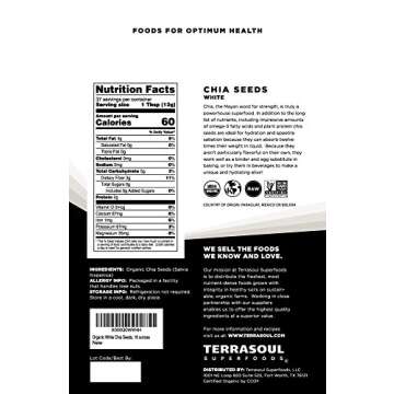 Terrasoul Superfoods Organic White Chia Seeds, 16 Oz - Omega Fats | Fiber | Plant Protein…