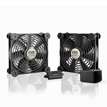 AC Infinity MULTIFAN S7-P, Quiet Dual 120mm AC-Powered Fan with Speed Control, UL-Certified for Receiver DVR PlayStation Xbox Component Cooling