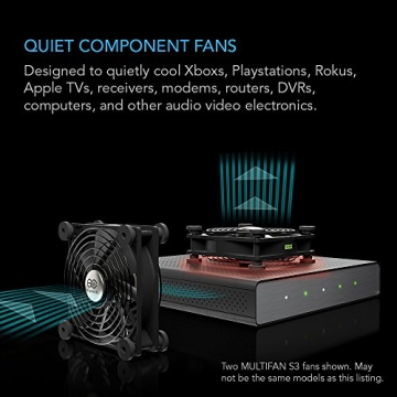 AC Infinity MULTIFAN S7-P, Quiet Dual 120mm AC-Powered Fan with Speed Control, UL-Certified for Receiver DVR PlayStation Xbox Component Cooling