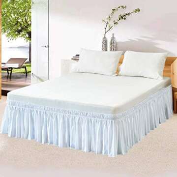 Wrap Around Bed Skirts for Easy Installation and Elegant Bedroom Style - Queen Size, 18" Drop