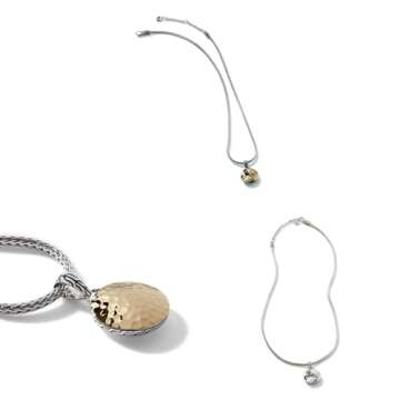 John Hardy Dot Hammered Reversible Pendant Necklace Silver/18k Gold One Size