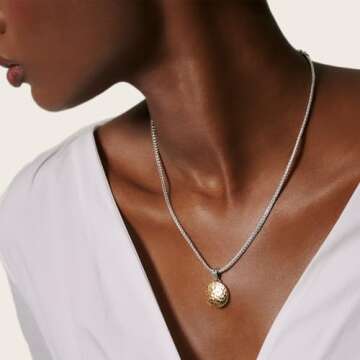John Hardy Dot Hammered Reversible Pendant Necklace Silver/18k Gold One Size
