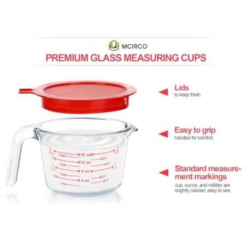 M MCIRCO 6 Pcs Glass Measuring Cups Nesting Set