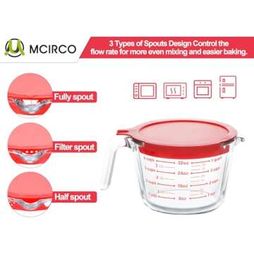 M MCIRCO 6 Pcs Glass Measuring Cups Nesting Set