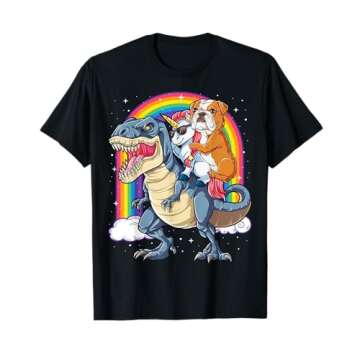 English Bulldog Unicorn Dinosaur T-Rex T-Shirt for All Ages