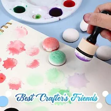 21 Packs Mini Round Ink Blending Tool with Foams Set Including 20 Pcs Replacement Refill Sponge Domed Foam Pads Art Supplies for Distressing, Blending and More