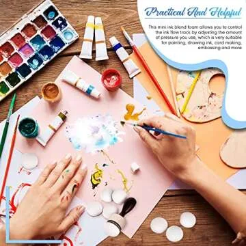 21 Packs Mini Round Ink Blending Tool with Foams Set Including 20 Pcs Replacement Refill Sponge Domed Foam Pads Art Supplies for Distressing, Blending and More