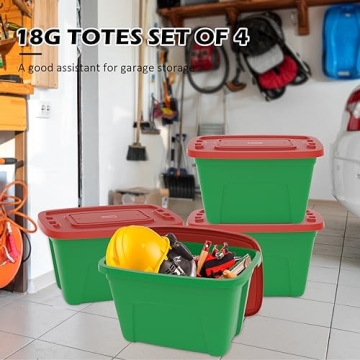 SimplyKleen 4-Pack Christmas Storage Totes Red Green
