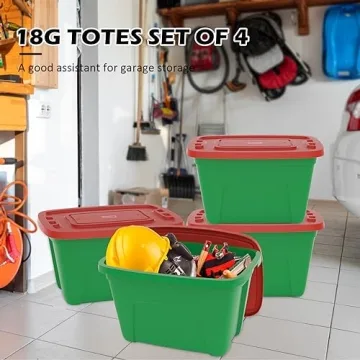 SimplyKleen 4-Pack Christmas Storage Totes Red Green