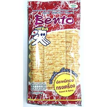 5 X 20g. Bento Squid Seafood Snack Sweet Spicy Flavor Thai Food Delicious