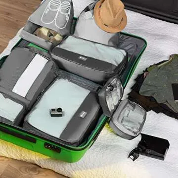 Packing Cubes Travel Set 7Pc 2 Large Cube Organizer Laundry Shoe & Toiletry Bag