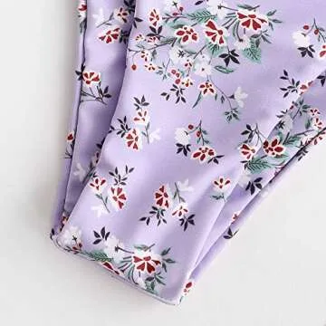 ZAFUL Women's Underwire Bikini Floral V-Wired High Leg Two Piece Bikini Set Swimsuit (4-Light Purple, S)