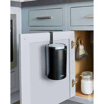 Wipes Dispenser Container - fits Clorox or Lysol Disinfecting Wipes - Stylish Wet Wipes Holder for Bathroom or Office - Wall Mounted - Premium Bamboo Kitchen Organizer (Black)