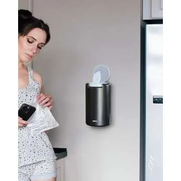 Wipes Dispenser Container - fits Clorox or Lysol Disinfecting Wipes - Stylish Wet Wipes Holder for Bathroom or Office - Wall Mounted - Premium Bamboo Kitchen Organizer (Black)