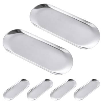 CYEAH Stainless Steel Decorative Tray Set of 6 - Elegant Silver Serving Trays for Versatile Home Use