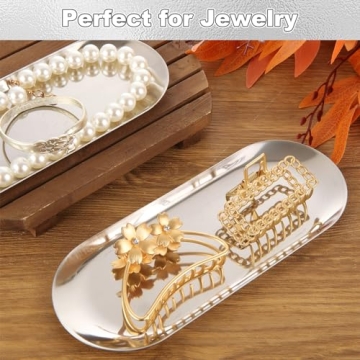 CYEAH Silver Decorative Tray Set for Elegant Organization