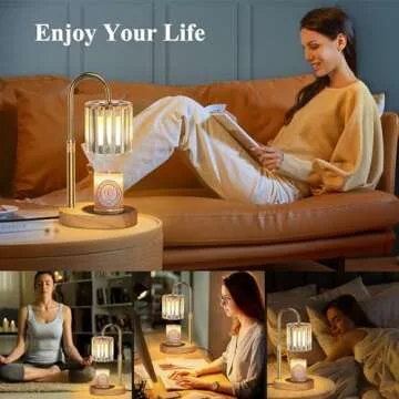 Lukasa Candle Warmer Lamp, with Timer and Dimmer, Adjustable Height, Gifts for Women Mom, House Warming Gifts New Home Decor, Wax Melt Warmer for Scented Jar Candles, with 2 Bulbs