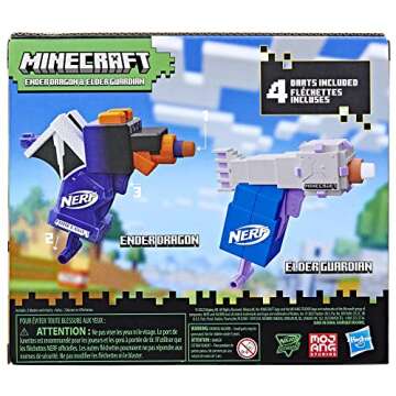Nerf MicroShots Minecraft Ender Dragon and Elder Guardian Mini Blaster 2-Pack, 4 Elite Darts, Pull to Prime Handle (Amazon Exclusive)