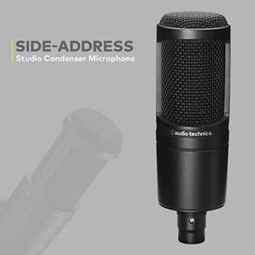 Audio-Technica AT2020 Condenser Studio Microphone with Knox Gear Filter, Boom Arm, Cable and Shock Mount Bundle (5 Items)
