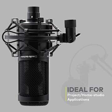 Audio-Technica AT2020 Condenser Studio Microphone with Knox Gear Filter, Boom Arm, Cable and Shock Mount Bundle (5 Items)