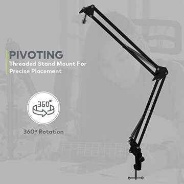 Audio-Technica AT2020 Condenser Studio Microphone with Knox Gear Filter, Boom Arm, Cable and Shock Mount Bundle (5 Items)