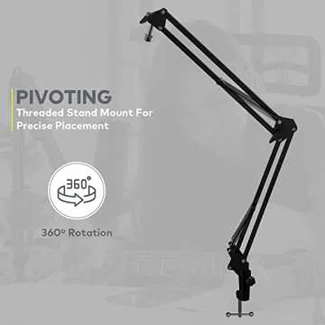 Audio-Technica AT2020 Condenser Studio Microphone with Knox Gear Filter, Boom Arm, Cable and Shock Mount Bundle (5 Items)