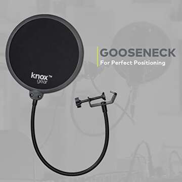 Audio-Technica AT2020 Condenser Studio Microphone with Knox Gear Filter, Boom Arm, Cable and Shock Mount Bundle (5 Items)