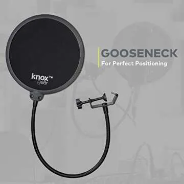 Audio-Technica AT2020 Condenser Studio Microphone with Knox Gear Filter, Boom Arm, Cable and Shock Mount Bundle (5 Items)