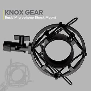 Audio-Technica AT2020 Condenser Studio Microphone with Knox Gear Filter, Boom Arm, Cable and Shock Mount Bundle (5 Items)