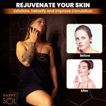 HAPPY SOL Copper Body Brush - Dry Brushing Body Brush with Ion Charged Copper Bristles, Glowing Skin with Massage Body Brush, Best Dry Brush for Lymphatic Drainage