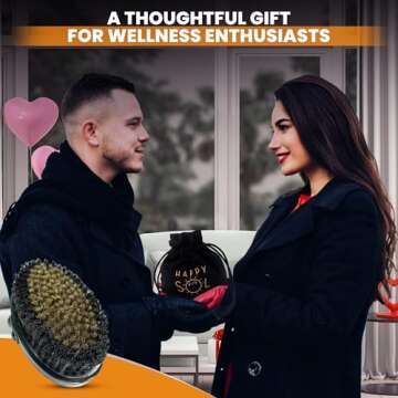 HAPPY SOL Copper Body Brush - Dry Brushing Body Brush with Ion Charged Copper Bristles, Glowing Skin with Massage Body Brush, Best Dry Brush for Lymphatic Drainage