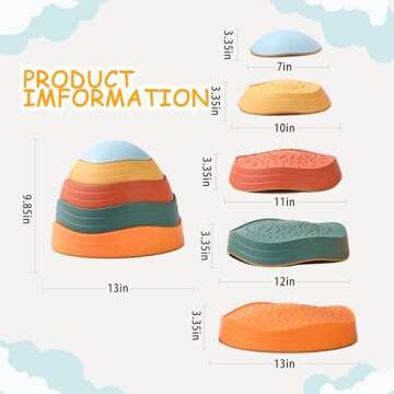 LoomLark Balance Stepping Stones for Kids 5pcs Non-Slip River Stones Obstacle Course Play Indoor and...