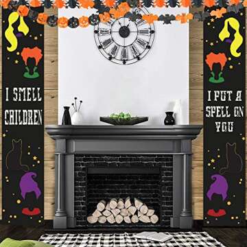 Happy Storm Halloween Decorations Outdoor, I Smell Children and I Put a Spell on You Sign, Hocus Pocus Front Door Porch Banners, Halloween Porch Decor, Halloween Decorations Indoor
