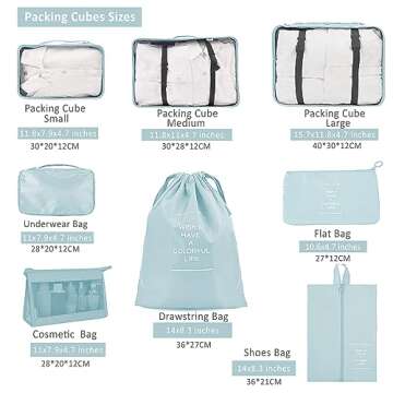 8 Set Packing Cubes for Travel Organization Accessories