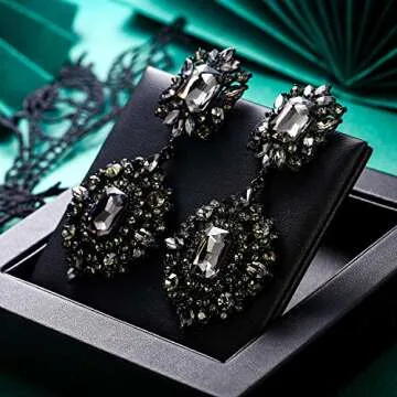 Flyonce Rhinestone Clip-on Dangle Earrings for All Occasions
