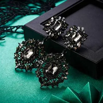 Flyonce Rhinestone Clip-on Dangle Earrings for All Occasions