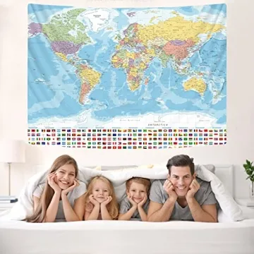 KYKU World Map Tapestry Beautiful Wall Decor for Travelers