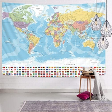 KYKU World Map Tapestry Beautiful Wall Decor for Travelers