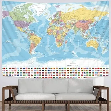 KYKU World Map Tapestry Beautiful Wall Decor for Travelers