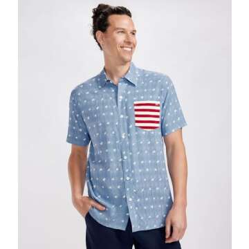 Tipsy Elves Blue American Pride USA Button Down Shirt for Men Size Large