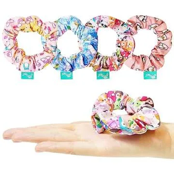 LUV HER Squishmallows Cute Scrunchies for Girls - 4 Large Printed Hair Scrunchies with Your Favorite Characters, Ages 8+