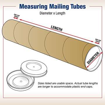 BOX USA BP3030K Mailing Tubes with Caps, 3" x 30", Kraft (Pack of 24)