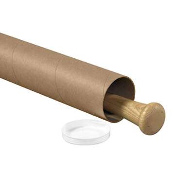 BOX USA BP3030K Mailing Tubes with Caps, 3" x 30", Kraft (Pack of 24)