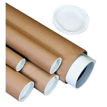 BOX USA BP3030K Mailing Tubes with Caps, 3" x 30", Kraft (Pack of 24)