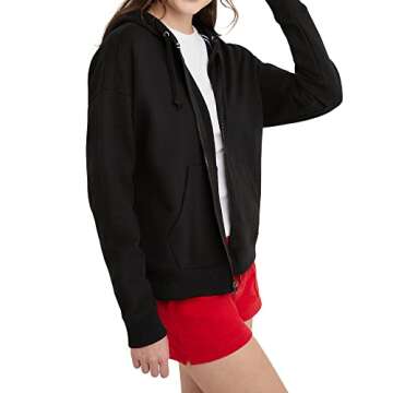 Hanes Comfortblend Standard Originals Full, Midweight Fleece Sweatshirt, Zip Hoodie for Women, Plus, Black