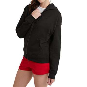 Hanes Comfortblend Standard Originals Full, Midweight Fleece Sweatshirt, Zip Hoodie for Women, Plus, Black
