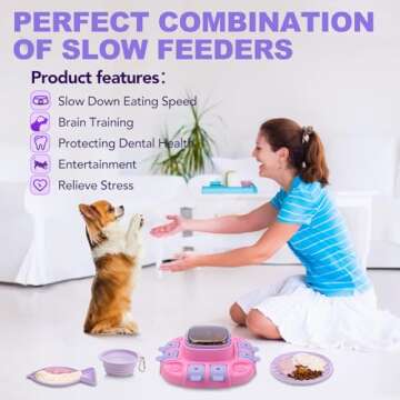 MaryPaw Dog Slow Feeder Puzzle with Treat Dispenser Bowl Design, 2 Levels Interactive IQ Training To...