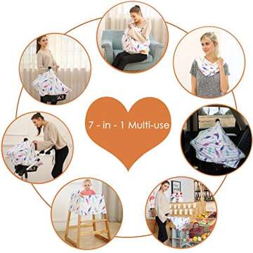 Carseat Canopy Covers for Breastfeeding - Baby Car Seat Covers Breastfeeding Cover Multi Use Boys and Girls Shower Gifts (Feather)